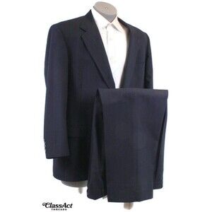 Unbranded Men 2 Piece Suit 2 Btn Blue Striped 46L Pleated Fronts 39" Waist